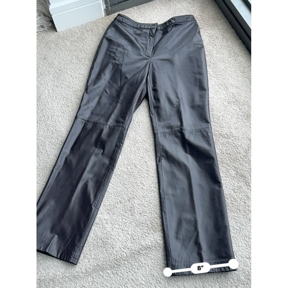 Vintage Y2K Brown Leather Pants Womens 6 Straight Leg Minimalist Fall - Picture 9 of 11